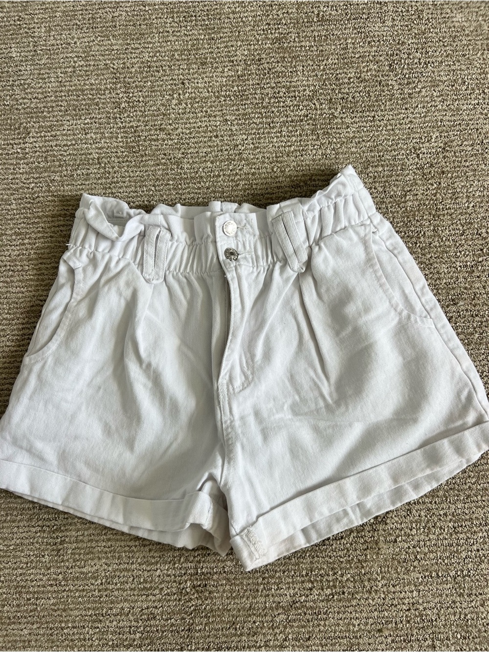 White Paperbag Waist Women’s Shorts